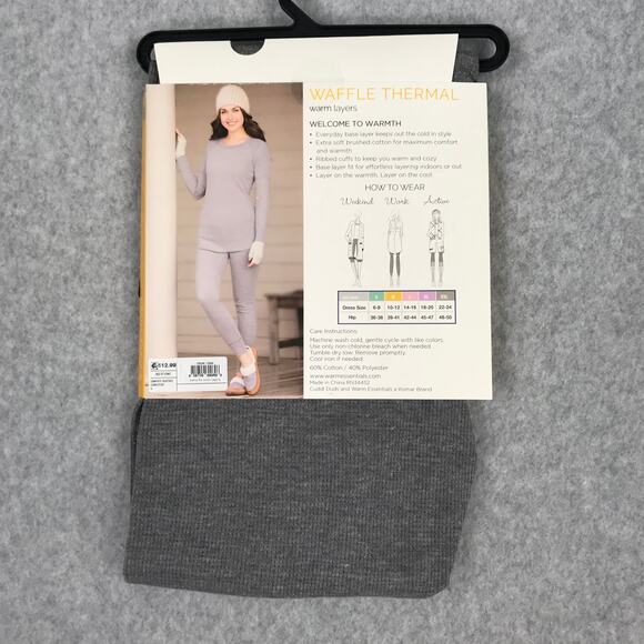 Cuddl Duds Thermal Legging Small Gray Waffle Base Layer Ski Snow Warm Comfy Cozy - Picture 3 of 7
